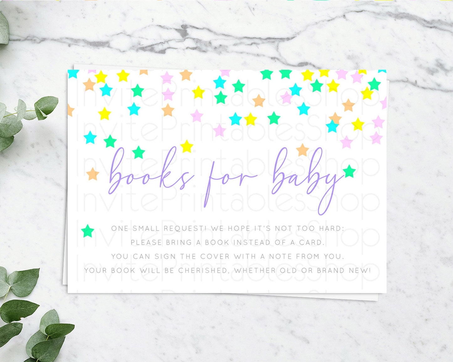 Pastel Star Books For Baby Card Shooting Star Book Insert Twinkle Little Star Book Card Rainbow Confetti Guests Book Poem Request D10394
