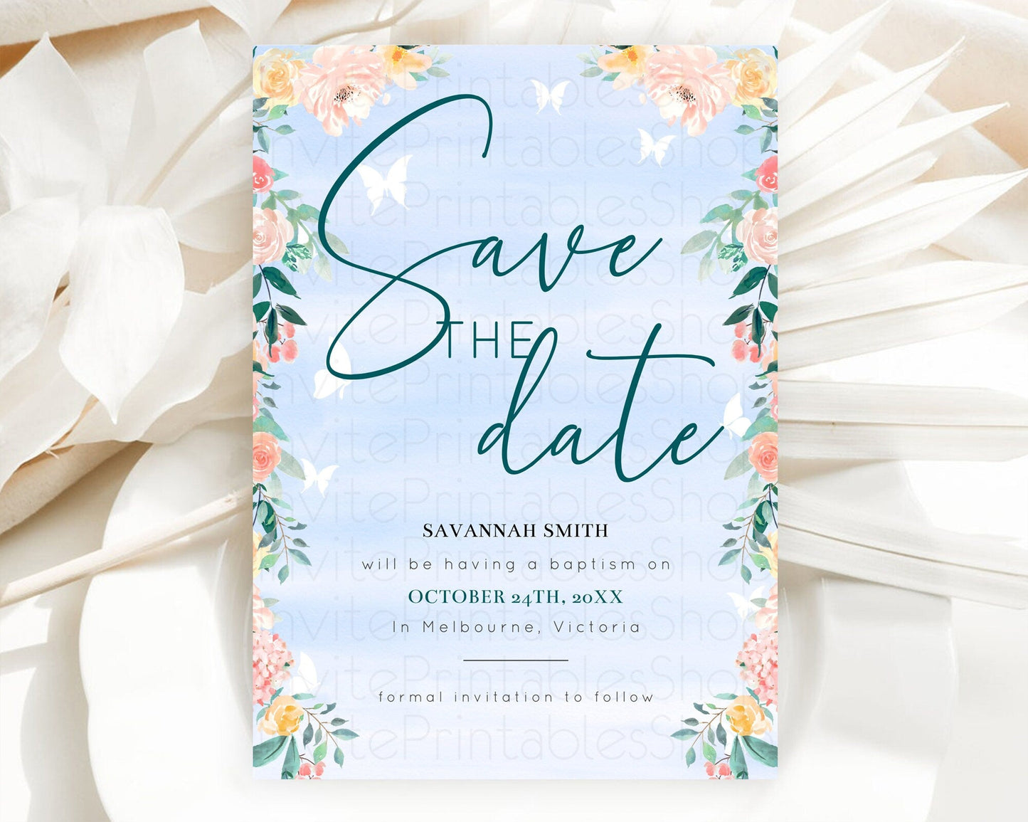 Wildflower Save The Date Template Secret Garden Save The Date Pastel Floral Garden Party Boho Flowers Birthday Baby Shower Wedding D10337