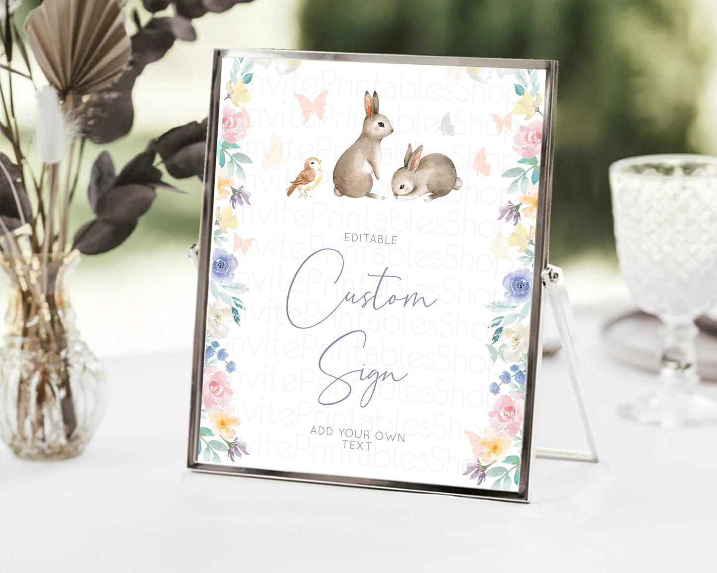 Fawn Deer Sign Pastel Floral Deer Table Sign Decor Enchanted Forest Butterfly Party 1st Birthday Baptism Baby Shower Bridal Shower D10928