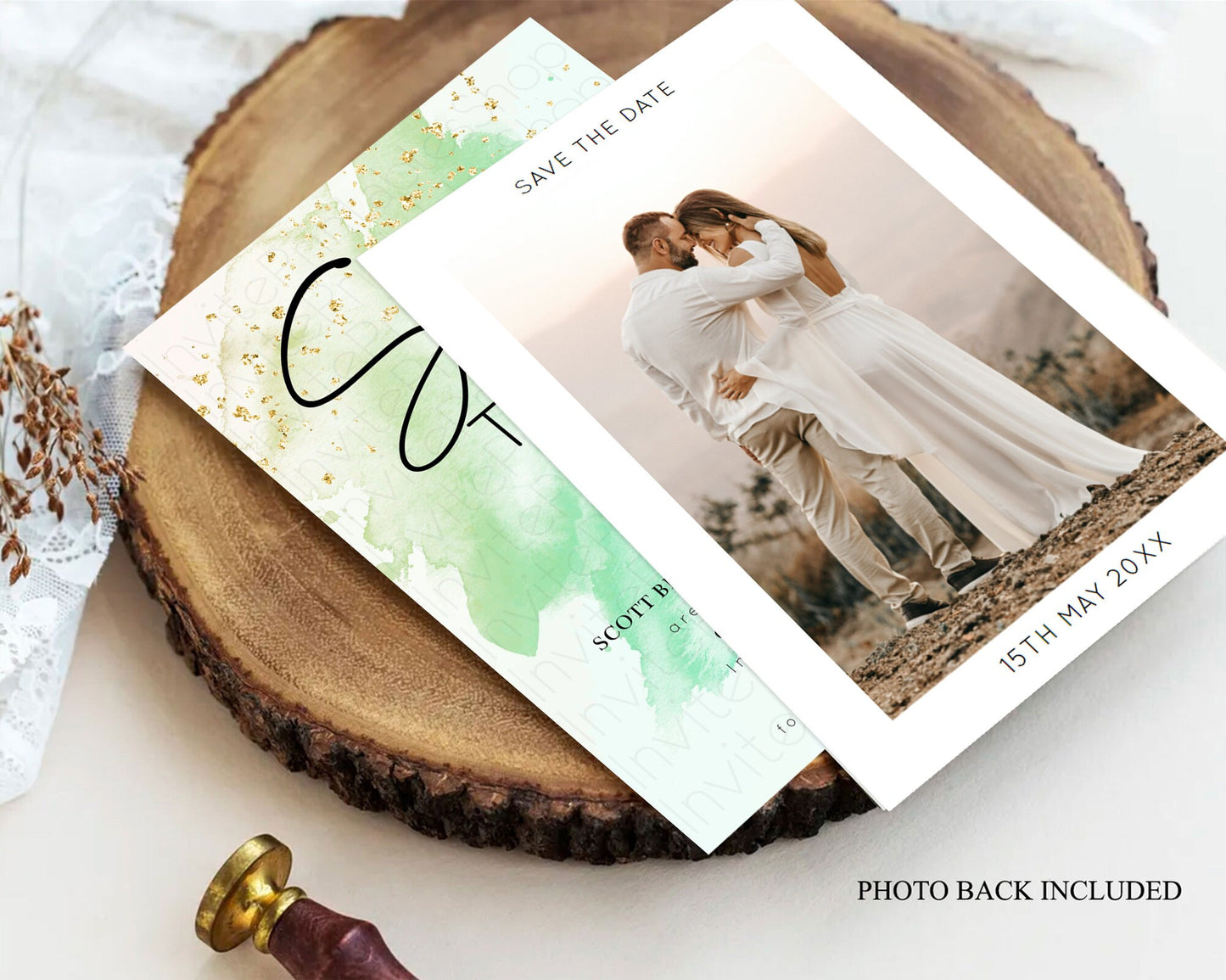 Green Watercolor Save The Date Template Ombre Green Watercolor Splash Party 1st Birthday Baby Shower Wedding Baptism Bridal Shower D10170