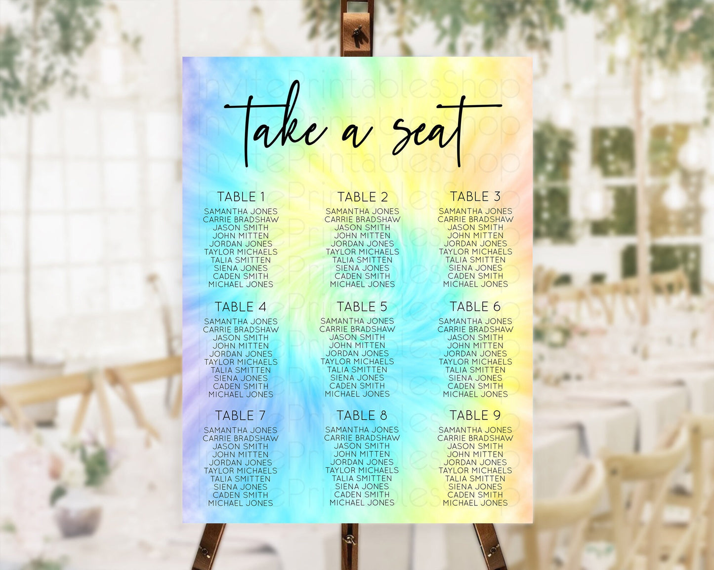 Tie Dye Seating Chart Rainbow Tie Dye Seating Chart Rainbow Colorful Seating Chart Tie Dye Pastel Rainbow Party Decor Take A Seat D10578