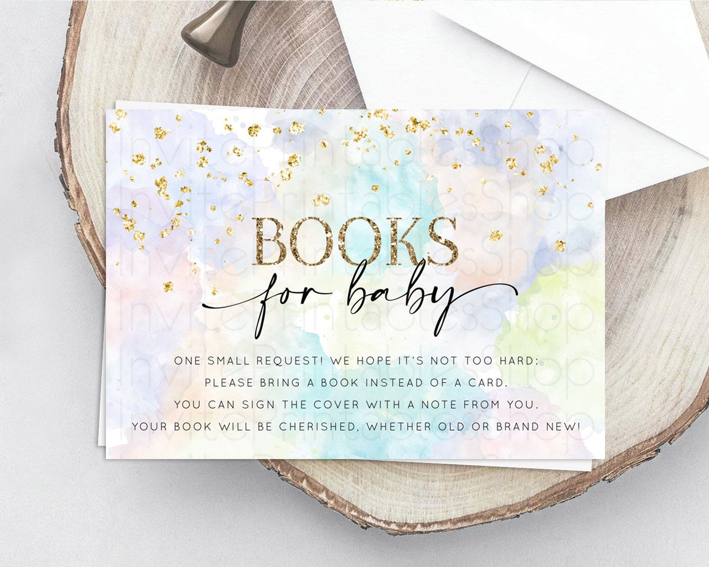 Pastel Books For Baby Card Pastel Rainbow Book Insert Colorful Ombre Watercolor Book Card Confetti Glitter Baby Book Poem Request D10613