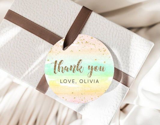Editable Pastel Thank You Tags Rainbow Thank You Gift Tags Colorful Pastel F