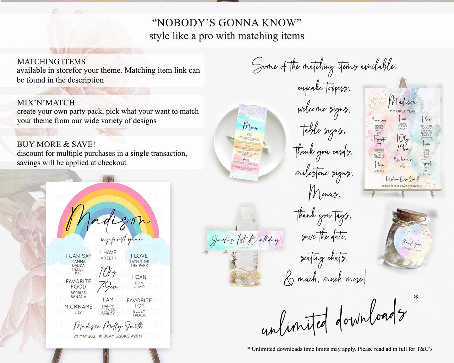Pastel Rainbow First Birthday Milestone Poster Boho Rainbow Milestone Board Rainbow Milestone Pastel Milestone Rainbow 1st Birthday D10123