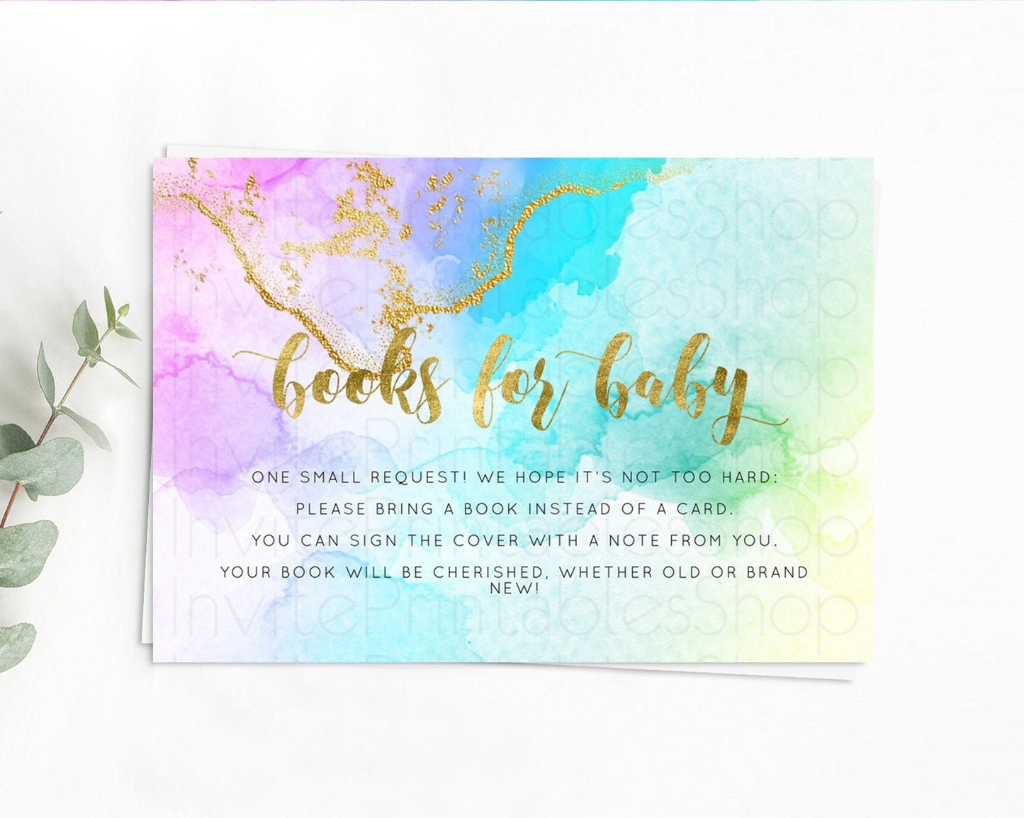 Pastel Books For Baby Card Pastel Rainbow Book Insert Colorful Ombre Watercolor Book Card Confetti Glitter Baby Book Poem Request D10392