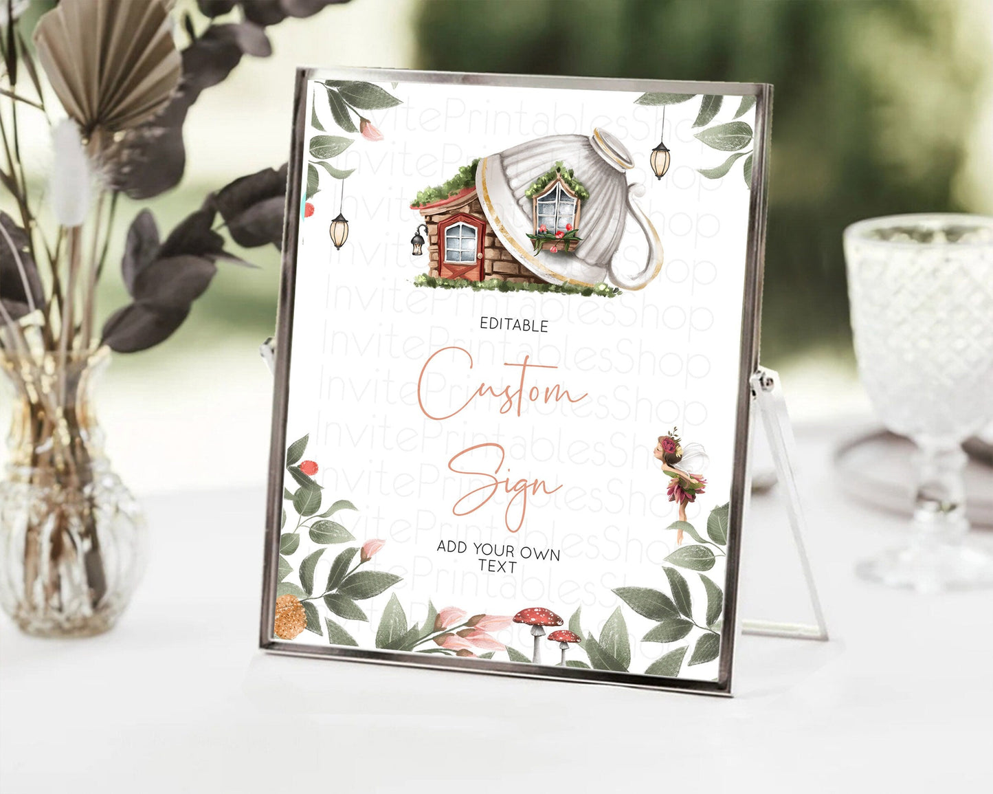 Fairy Sign Enchanted Garden Table Sign Decor Pastel Floral Butterfly Party Secret Garden Birthday Baptism Baby Shower Bridal Shower D10851