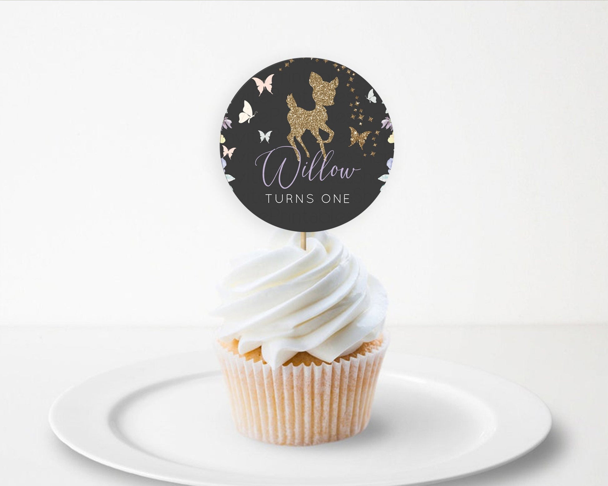 Editable Fawn Cupcake Toppers Deer Cupcake Toppers Enchanted Forest Party Bu