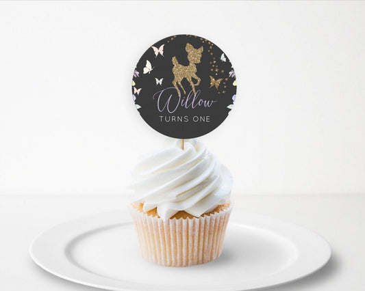 Editable Fawn Cupcake Toppers Deer Cupcake Toppers Enchanted Forest Party Bu