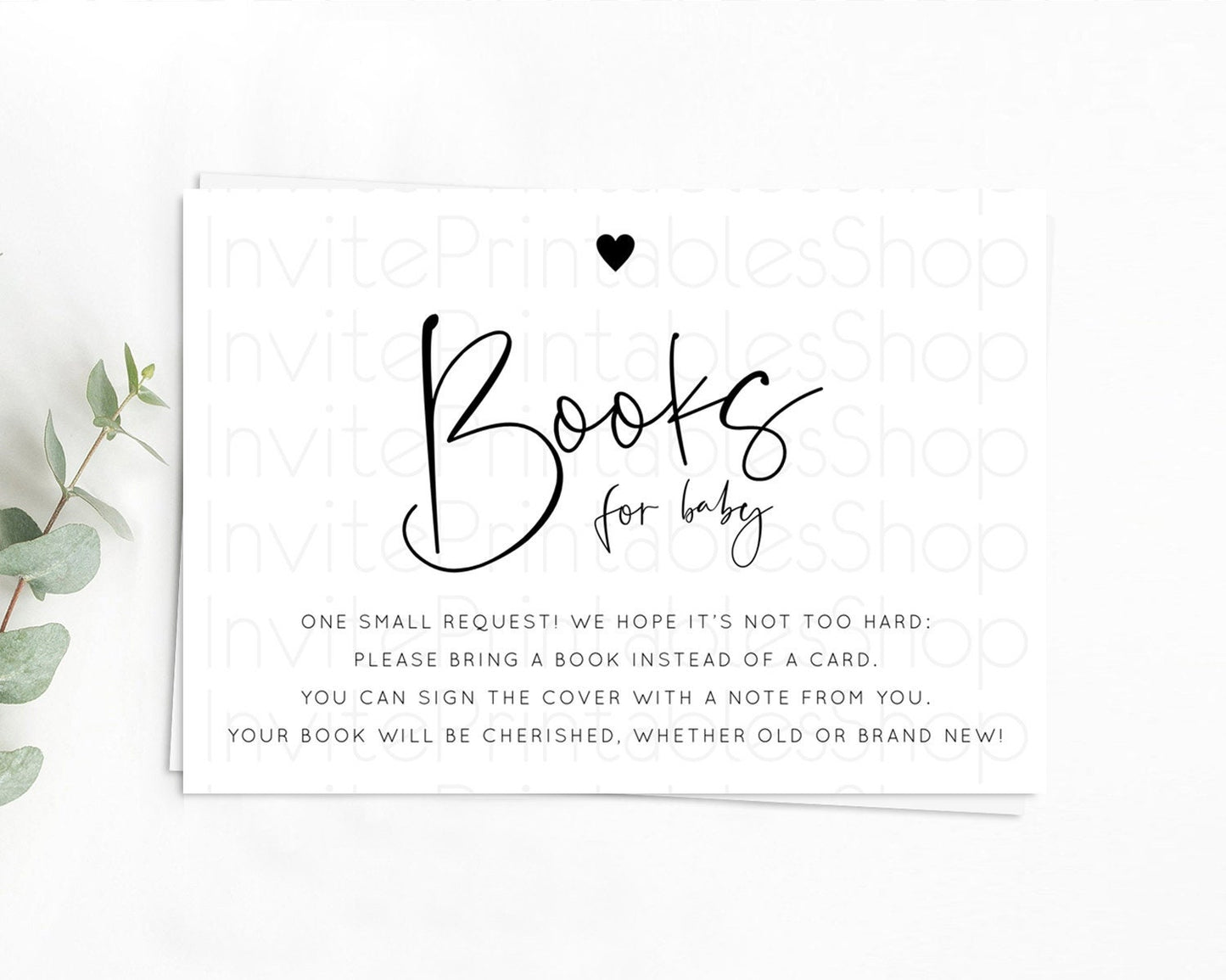 Editable Minimalist Baby Shower Book Insert Simple White Book Insert Minimal