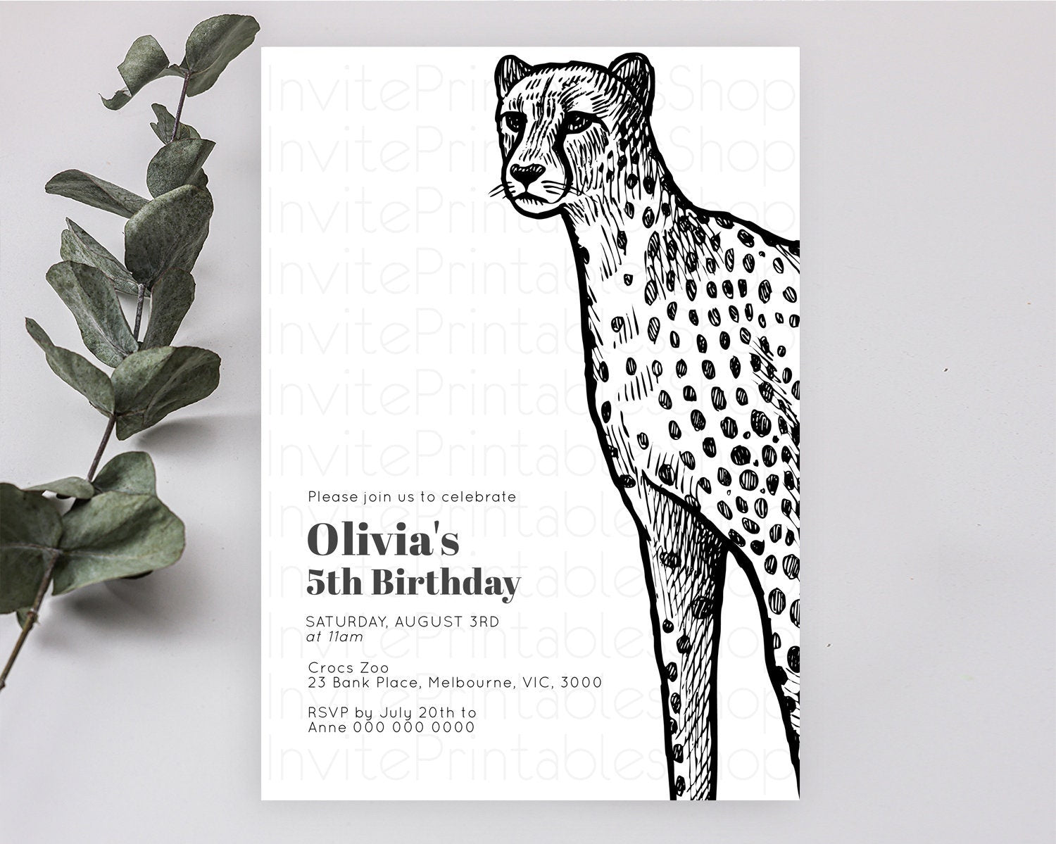 Editable Cheetah Birthday Invitation Cheetah Invitation Cheetah Birthday Che