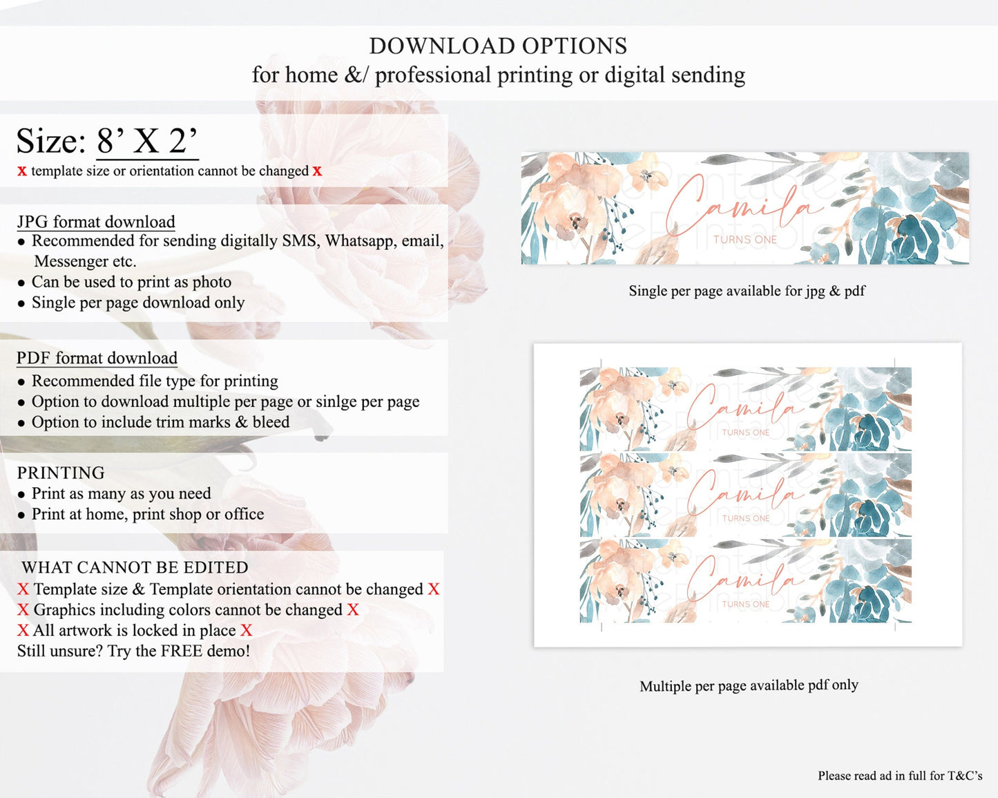 Wildflower Water Label Template Secret Garden Water Label Pastel Floral Garden Party Decor Boho Flowers Birthday Baby Shower Wedding D10190