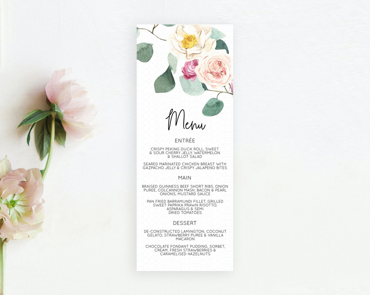 Secret Garden Menu Wildflower Menu Template Pastel Flower Garden Table Decor Boho Floral Dinner Dessert Floral Party Food Menu D11048