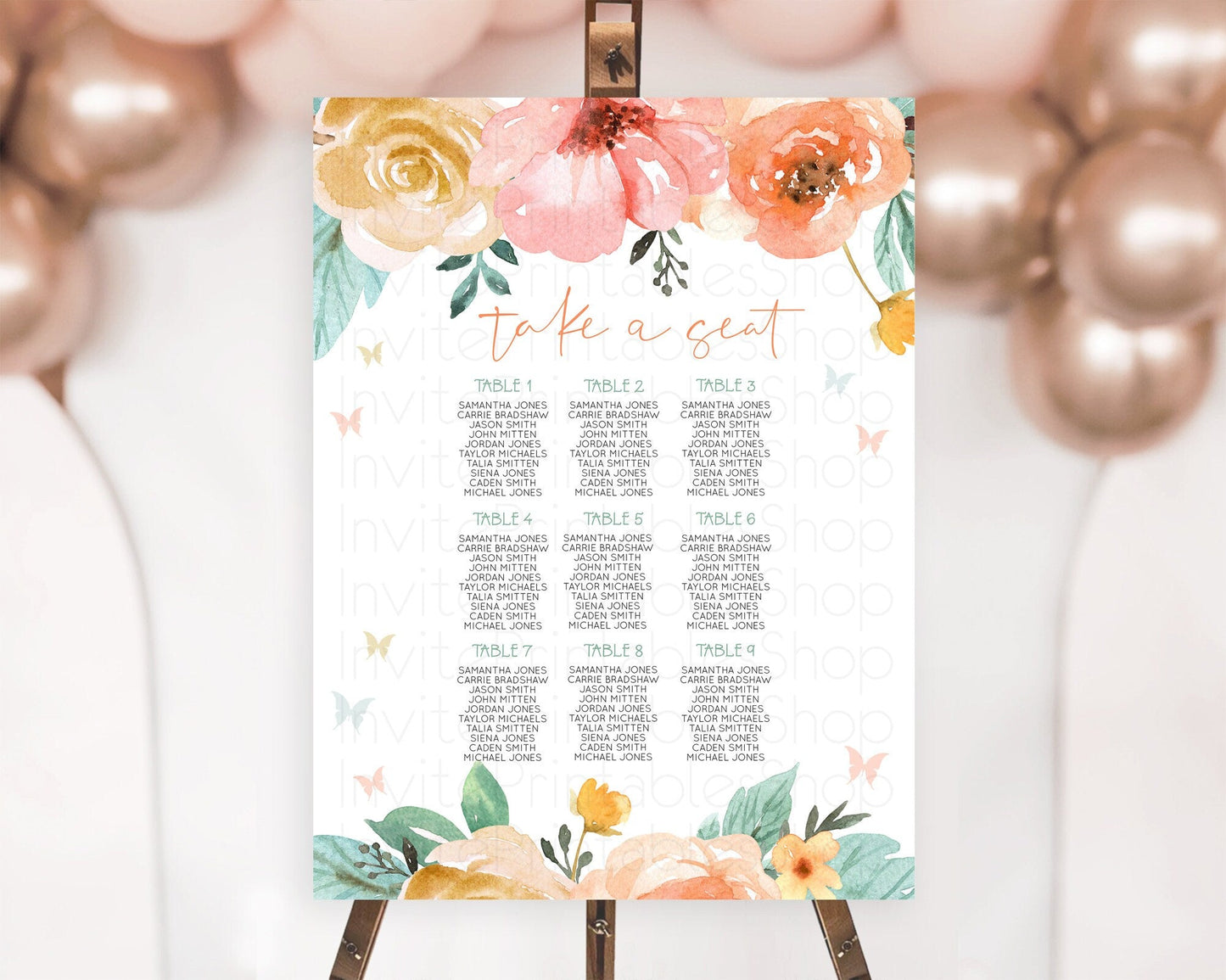 Secret Garden Seating Chart Wildflower Seating Chart Pastel Flowers Seating Chart Enchanted Garden Boho Floral Take A Seat Decor D10347