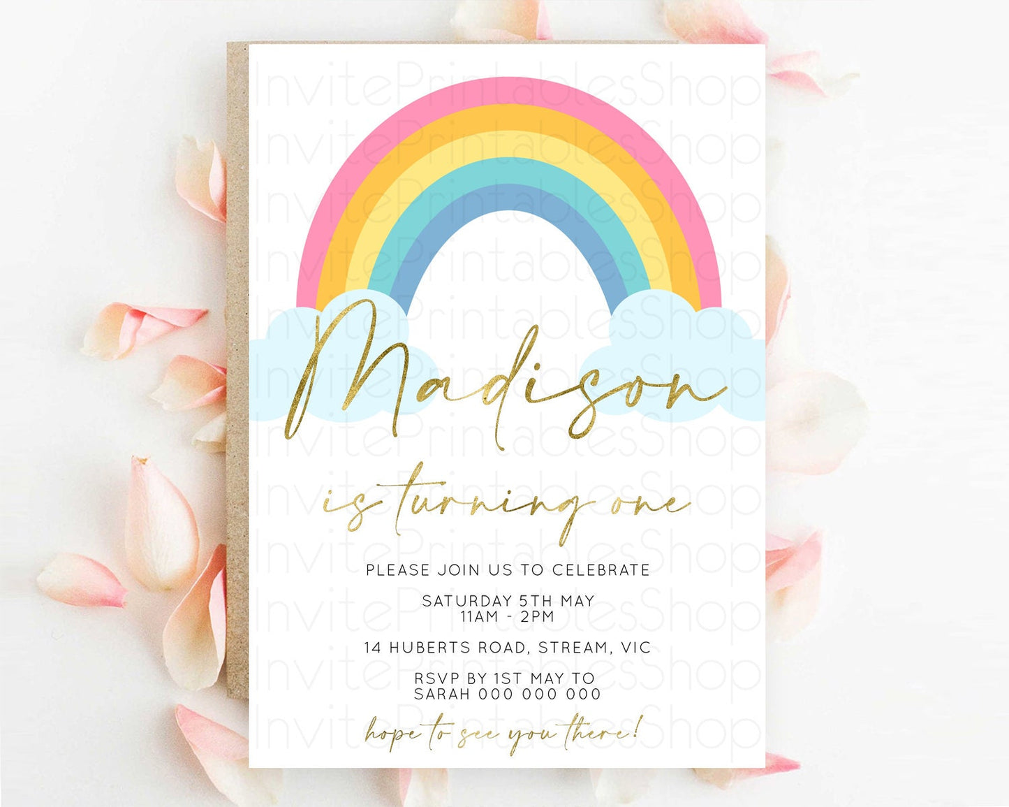 Pastel Rainbow Birthday Invitation Pastel Rainbow Invitation Rainbow Invitation Pastel Invitation Boho Rainbow 1st First Birthday D10123