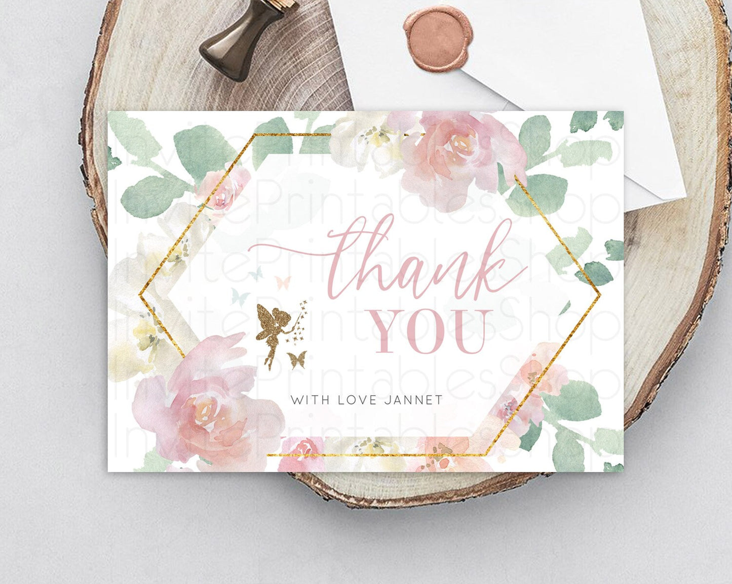 Fairy Thank You Fairy Thank You Card Enchanted Garden Pastel Butterfly Birthday Thank You Floral Secret Garden Teacher Thank You D10965