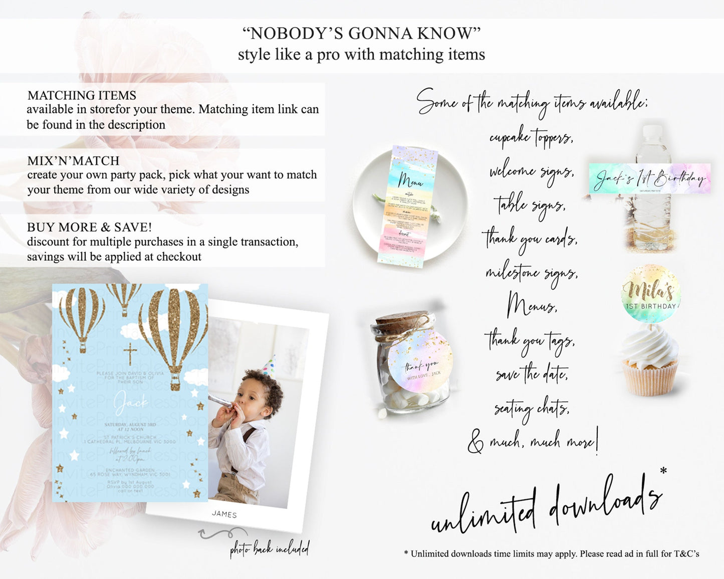 Hot Air Balloon Baptism Invitation Hot Air Balloon Baptism Birthday Invitation Adventure Awaits Up Up Away Glitter Blue Watercolor D10332