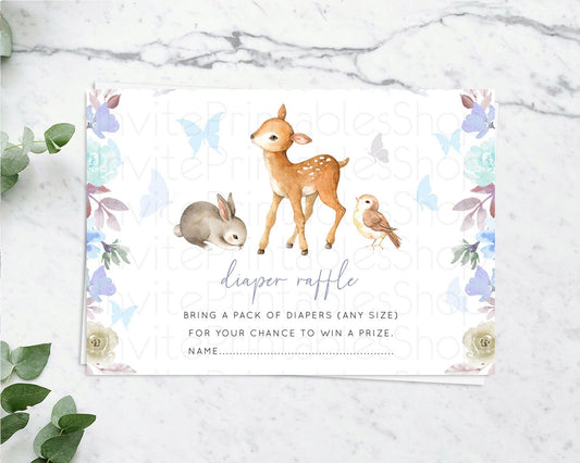 Editable Fawn Diaper Raffle Card Deer Diaper Insert Floral Deer Diaper Ticke