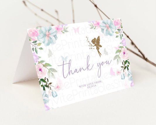 Editable Fairy Thank You Fairy Thank You Card Enchanted Garden Pastel Butter