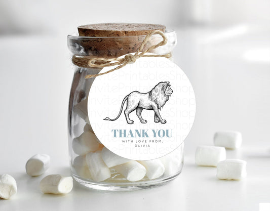 Editable Lion Thank You Tags Lion Thank You Gift Tags Lion Party Favor Tags