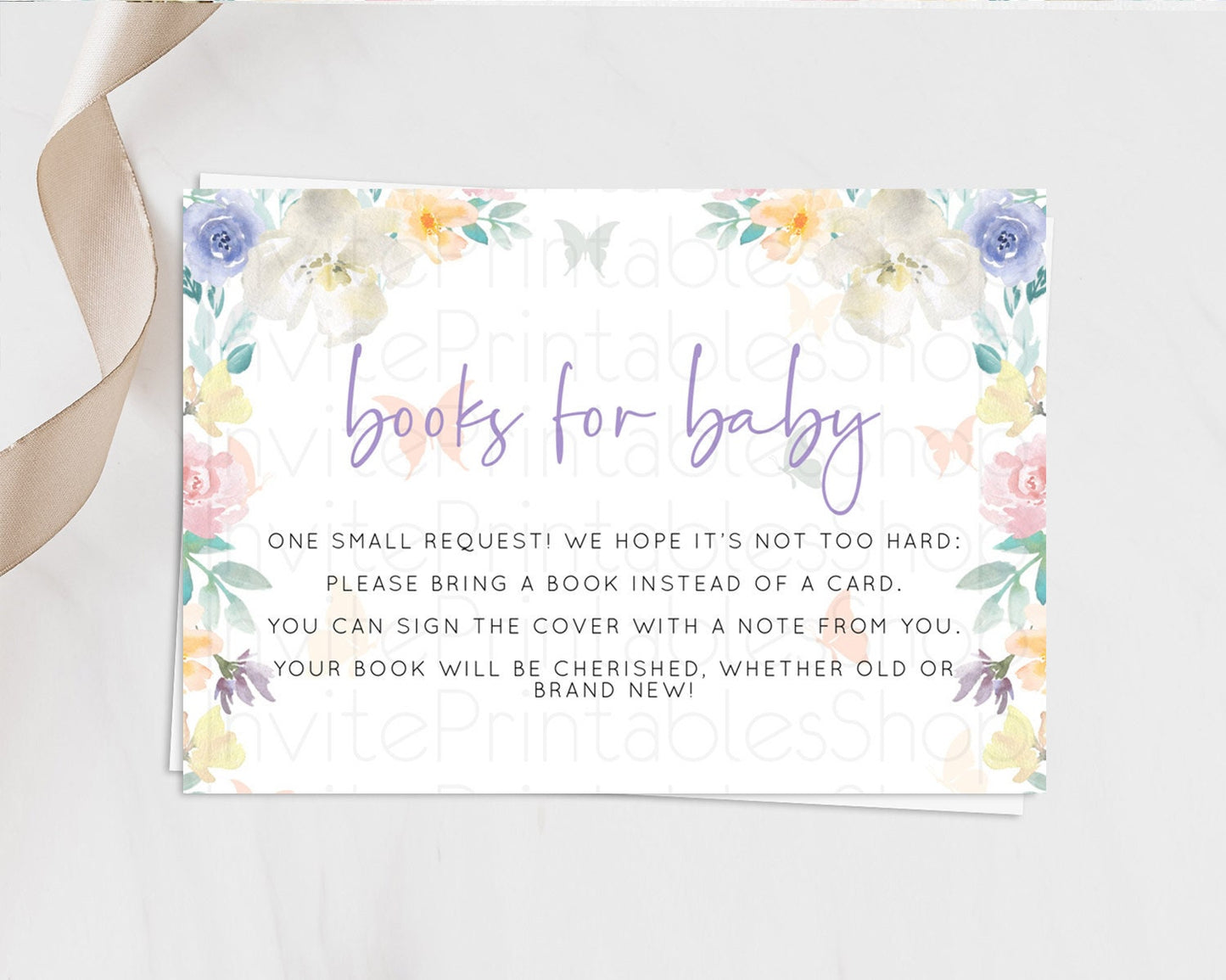 Secret Garden Books For Baby Card Boho Wildflower Book Insert Pastel Flower Garden Baby Shower Card Flower Guests Book Poem Request D10710
