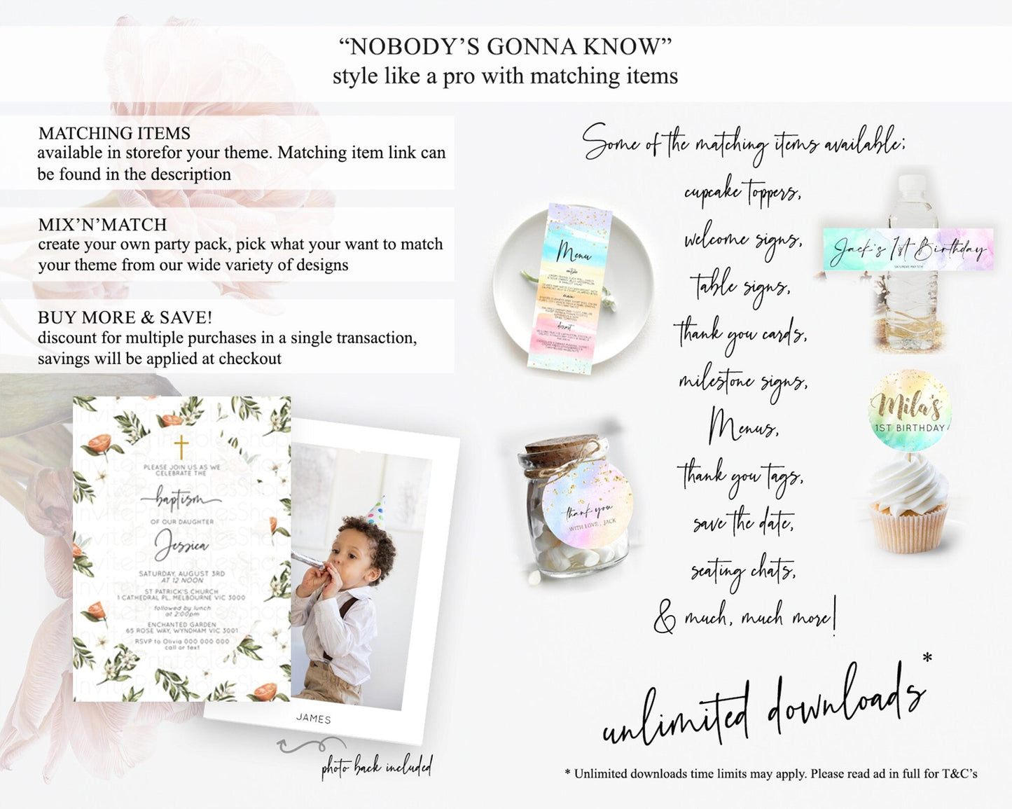 Citrus Baptism Invitation Lemon Orange Baptism 1st Birthday Invitation Citrus Garden Christening Invitation Citrus Floral Religious D10545