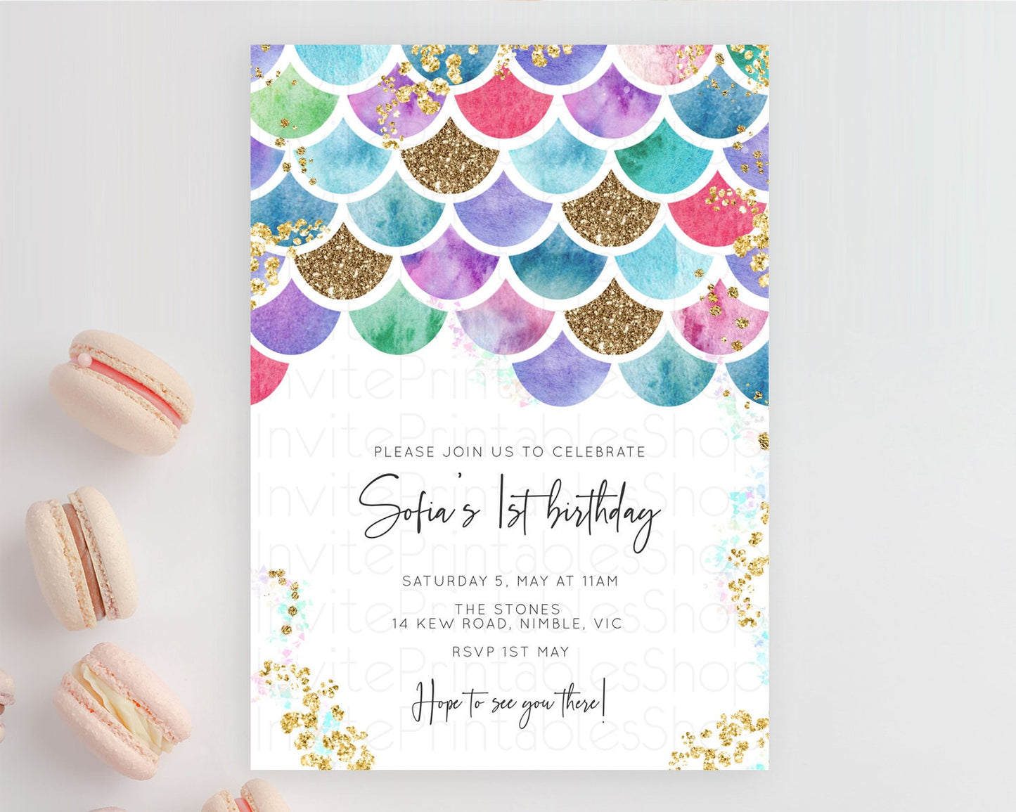 Rainbow Fish Invitation Rainbow Fish Birthday Invitation Watercolor Mermaid Invitation Rainbow Sea Invitation Pastel First Birthday D10581