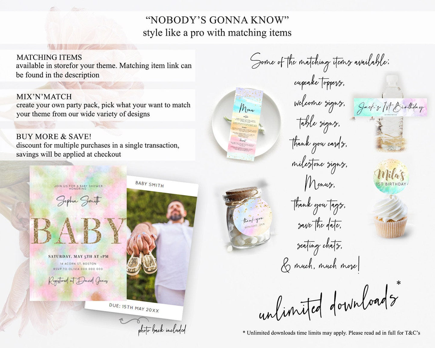 Pastel Baby Shower Invitation Rainbow Baby Shower Invitation Colorful Pastel Watercolor Invitation Gold Glitter Sprinkles Ombre D10698