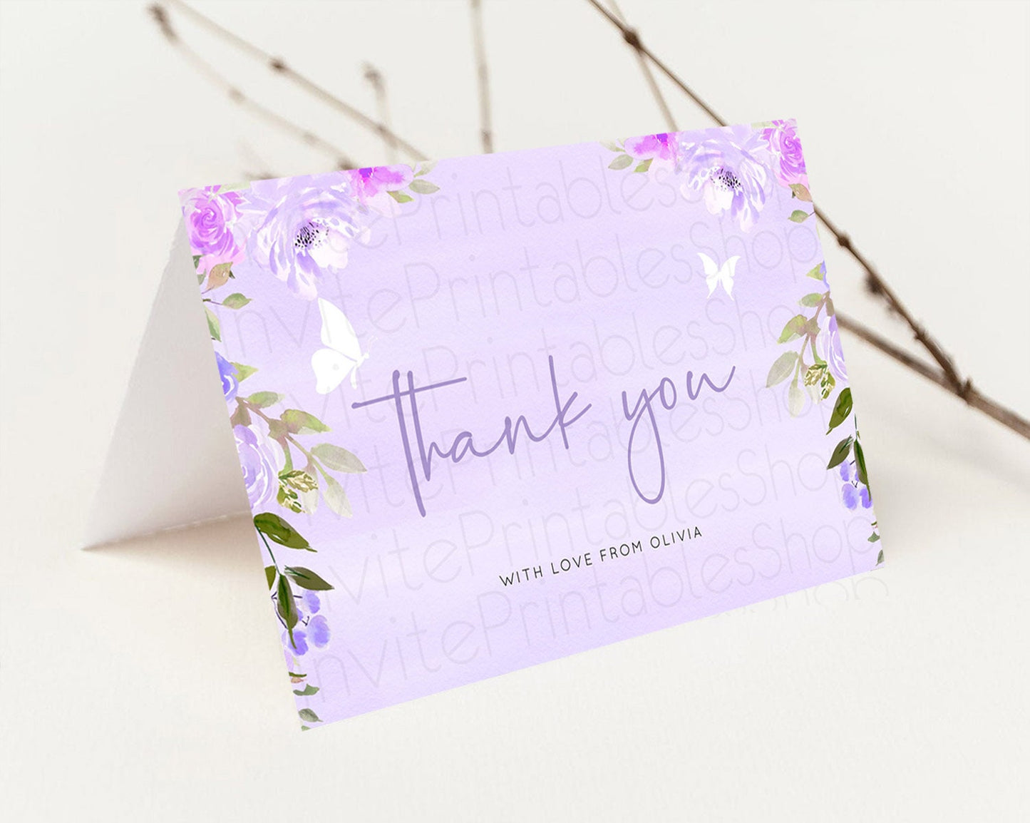 Secret Garden Thank You Wildflower Thank You Card Pastel Flower Garden Birthday Thank You Card Boho Floral Teacher Thank You Card D10719