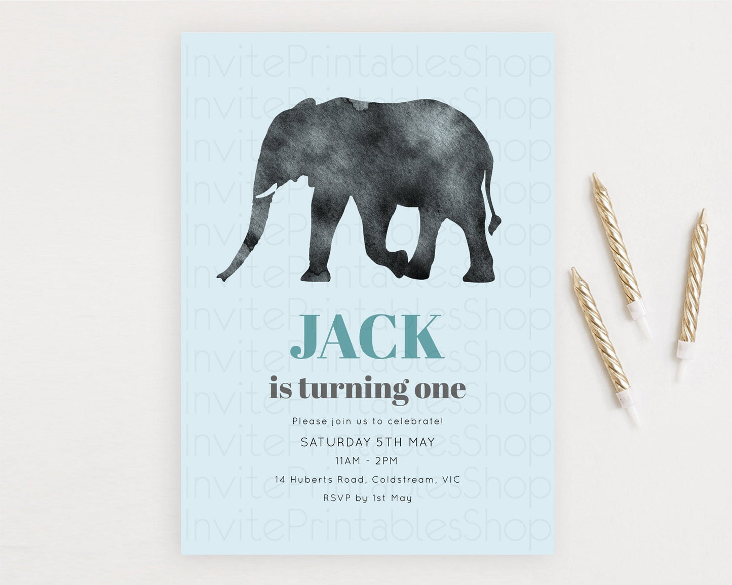 Elephant Birthday Invitation Elephant Invitation Elephant Birthday Safari Elephant Party TWO Wild ONE Jungle Adventure Zoo Birthday D10802