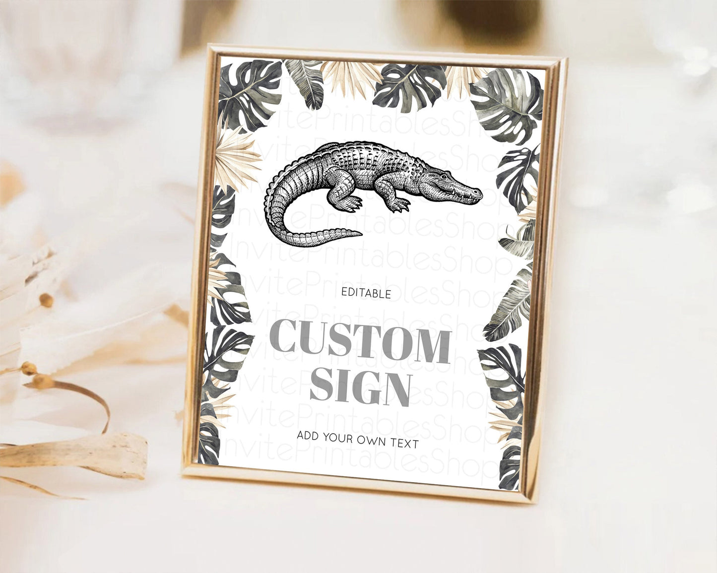 Croc Gator Sign Swamp Table Sign Decor Croc Gator Party Sign Template Safari Adventure Croc Gator Minimal Theme 1st Birthday Baptism D10830