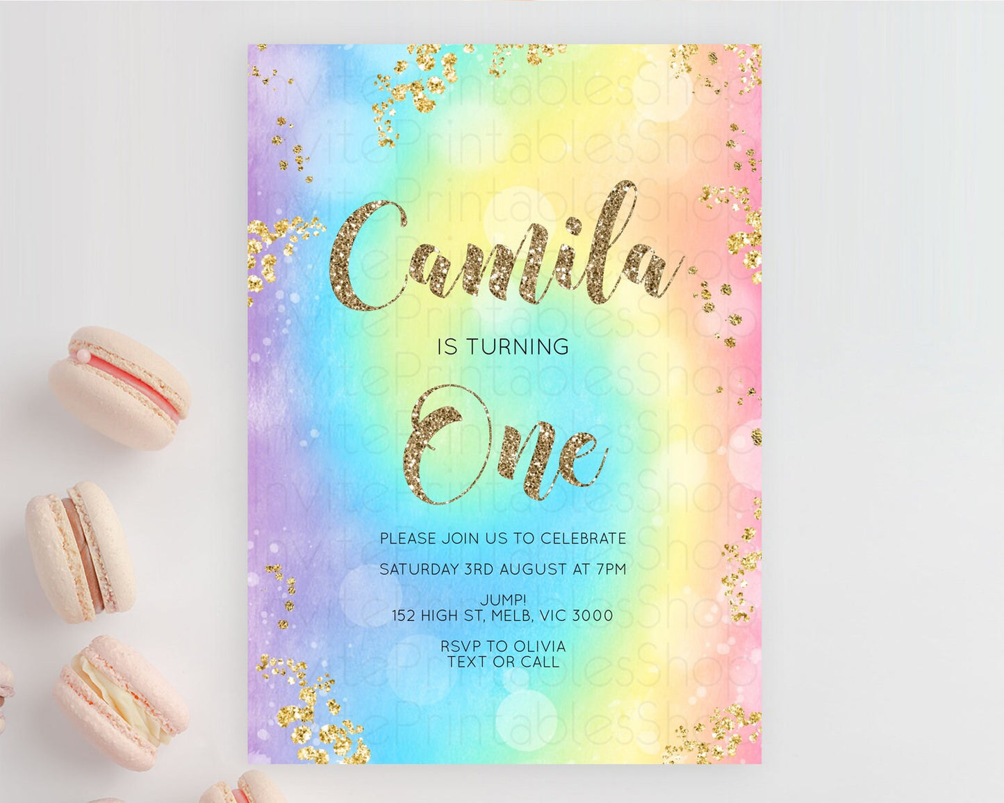 Tie Dye Invitation Rainbow Birthday Invitation Pastel Invitation Colorful Invitation Pastel Rainbow Party 3rd 2nd 1st First Birthday D10568