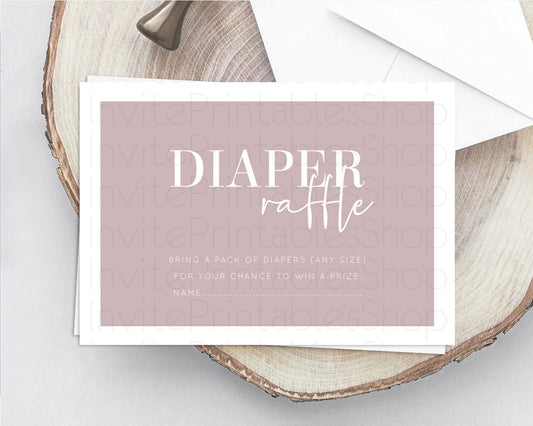 Editable Pink Diaper Raffle Card Plain Pink Diaper Raffle Insert Minimalist