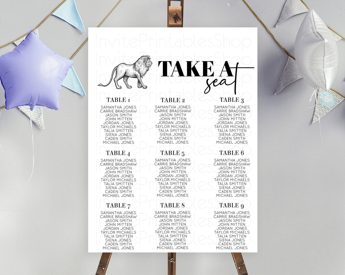 Lion Seating Chart Safari Lion Seating Chart Modern Lion Party Decor Safari Adventure Party Minimalist Lion Seating Sign Take A Seat D10246