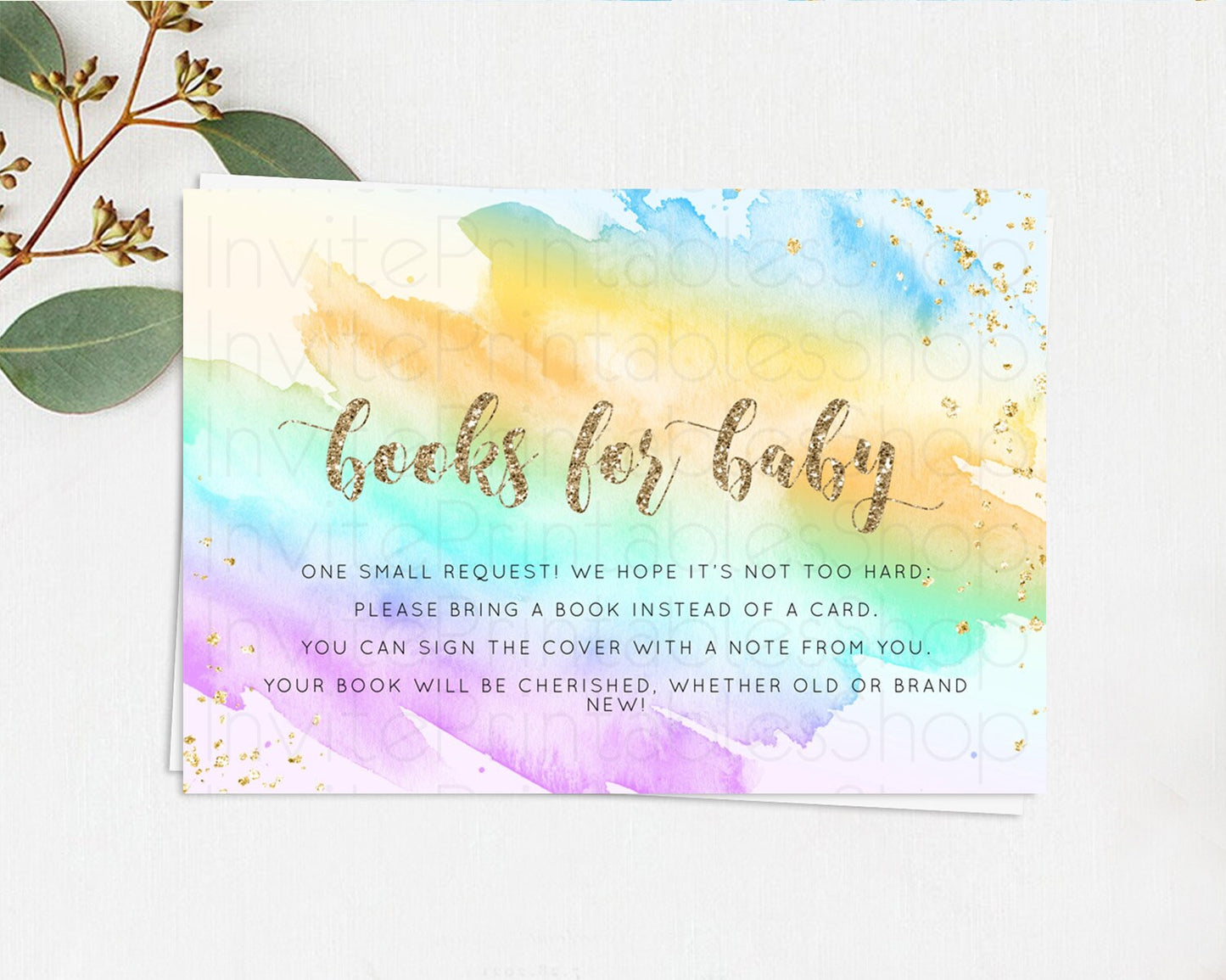 Pastel Books For Baby Card Pastel Rainbow Book Insert Colorful Ombre Watercolor Book Card Confetti Glitter Baby Book Poem Request D10426