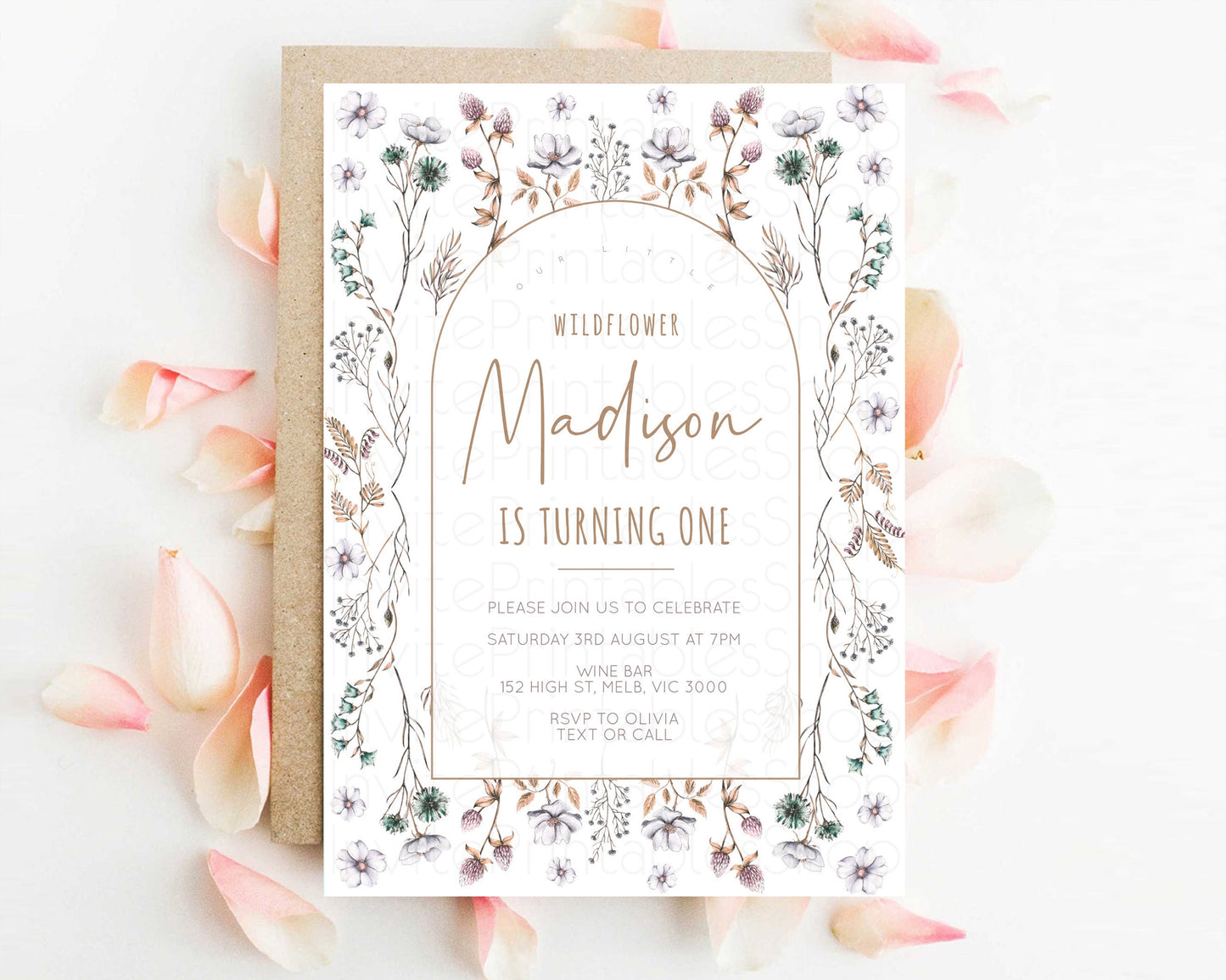 Wildflower Birthday Invitation Floral Invite Enchanted Garden Invite Secret Garden Invite Garden Tea Party Boho Wild One 1st 2nd 3rd 587v2