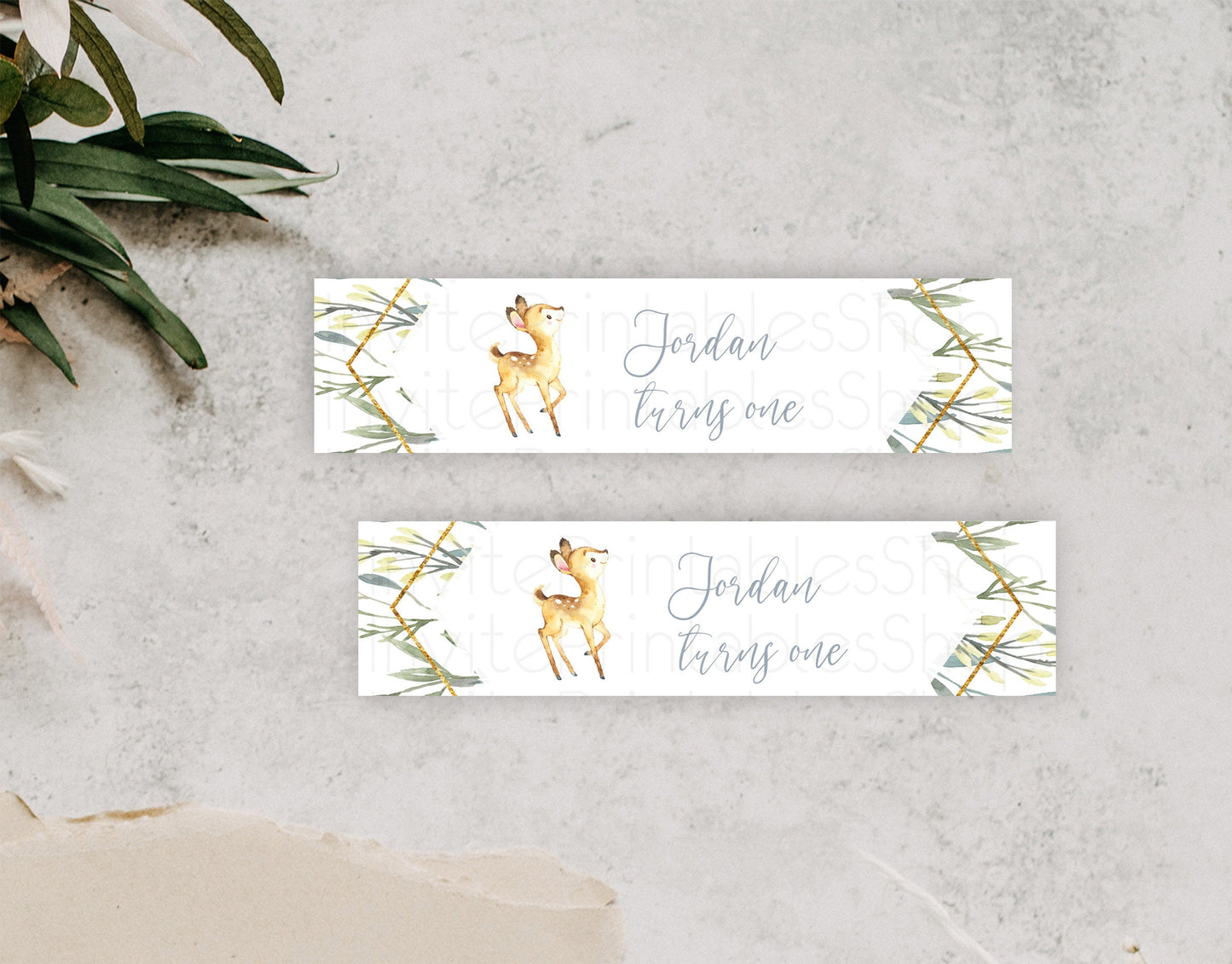 Fawn Deer Water Label Template Pastel Floral Deer Enchanted Forest Butterfly Party Decor Birthday Baptism Baby Shower Bridal Shower D10400