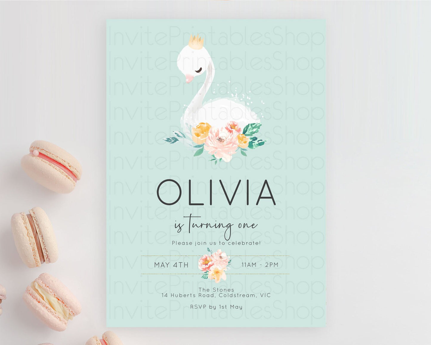 Swan Birthday Invitation Swan Princess Ballet Invitation Enchanted Forest Swan Lake Party Secret Garden Watercolour Pastel Floral D10905