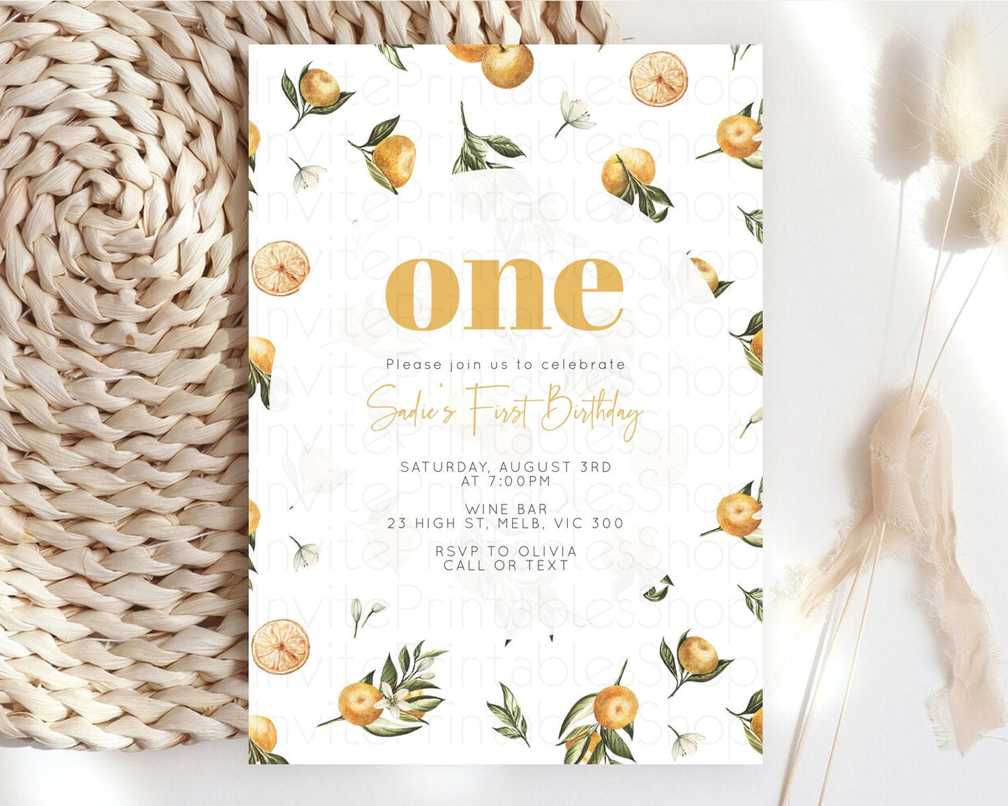 Citrus Birthday Invitation Lemon Invitation Orange Invitation Citrus Garden Birthday Citrus Floral Invitation 2nd 1st First Birthday D10545