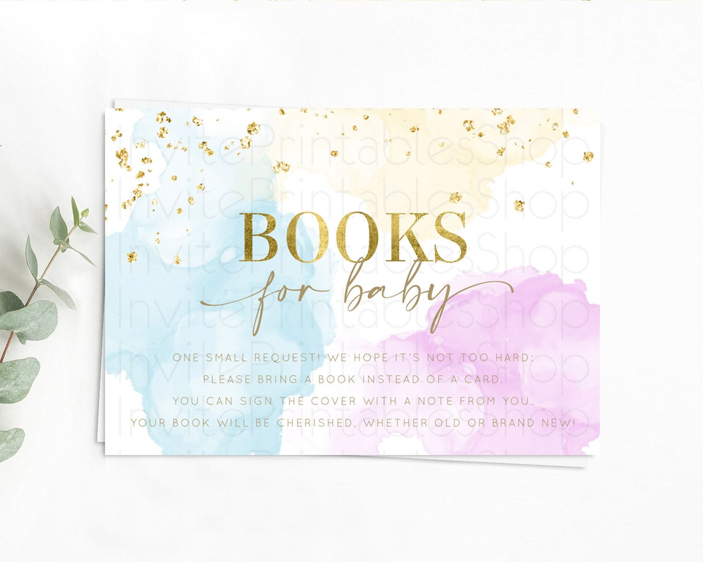 Pastel Books For Baby Card Pastel Rainbow Book Insert Colorful Ombre Watercolor Book Card Confetti Glitter Baby Book Poem Request D10204