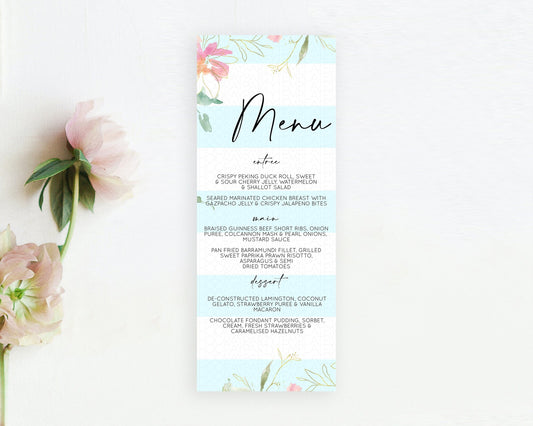 Secret Garden Menu Wildflower Menu Template Pastel Flower Garden Table Decor Boho Floral Dinner Dessert Floral Party Food Menu D10304