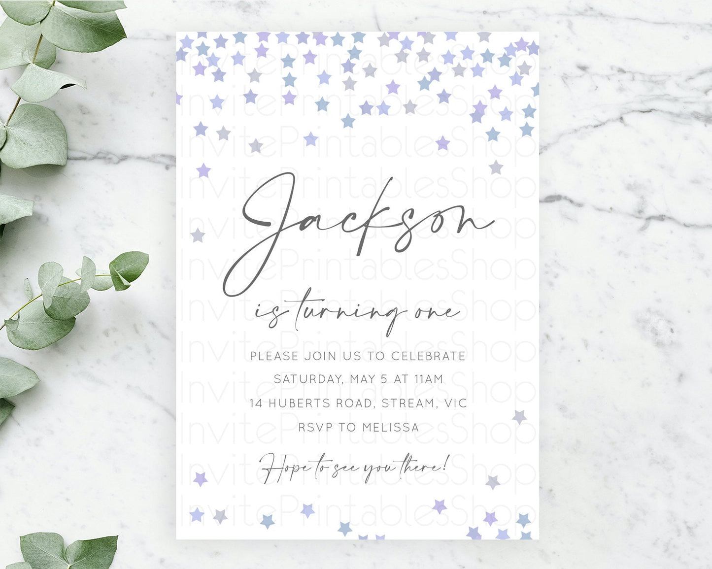 Star Birthday Invitation Pastel Stars Invite Shooting Star Party Rainbow Colorful Confetti Twinkle Little Star 2nd First Birthday D10341