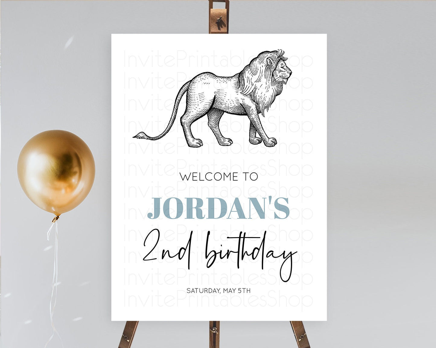 Lion Welcome Sign Lion Welcome Board Lion Party Welcome Poster Dried Palm Fern Safari Party Decor Lion First Birthday Welcome Sign D10246