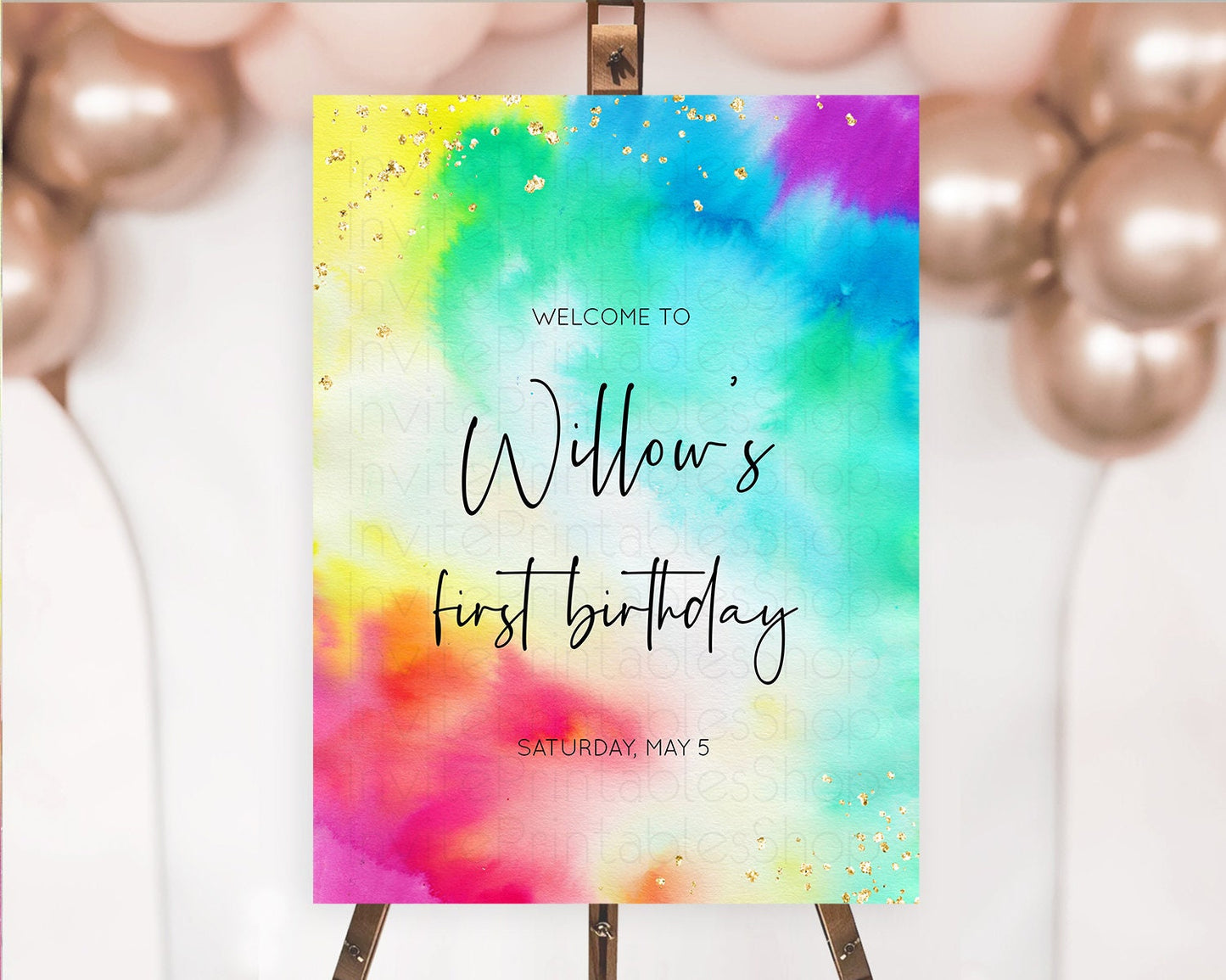 Tie Dye Welcome Board Rainbow Tie Dye Welcome Sign Pastel Welcome Poster Colorful Pastel Welcome Rainbow First Birthday Welcome Sign D10462