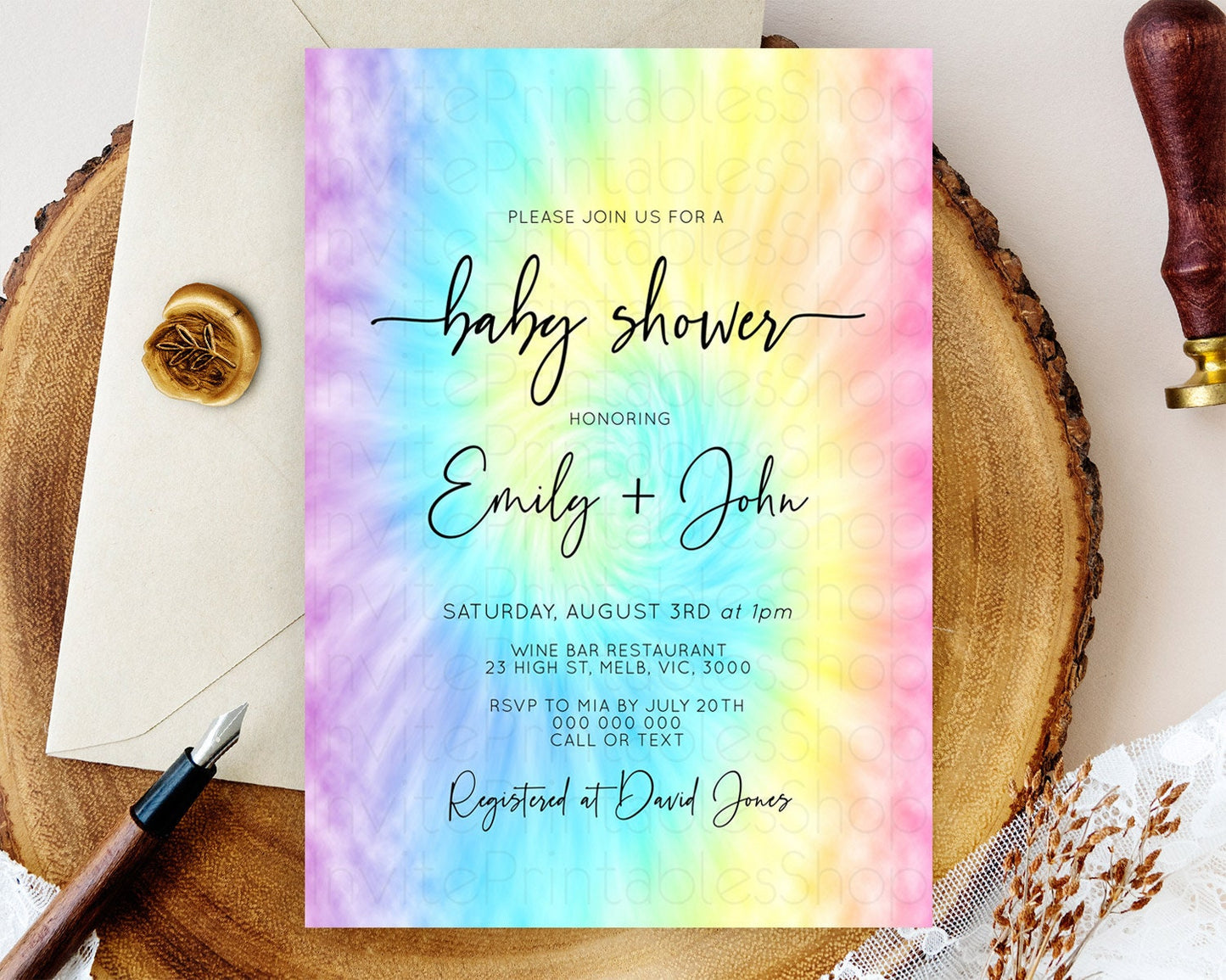 Pastel Baby Shower Invitation Rainbow Baby Shower Invitation Colorful Pastel Watercolor Invitation Gold Glitter Sprinkles Ombre D10578