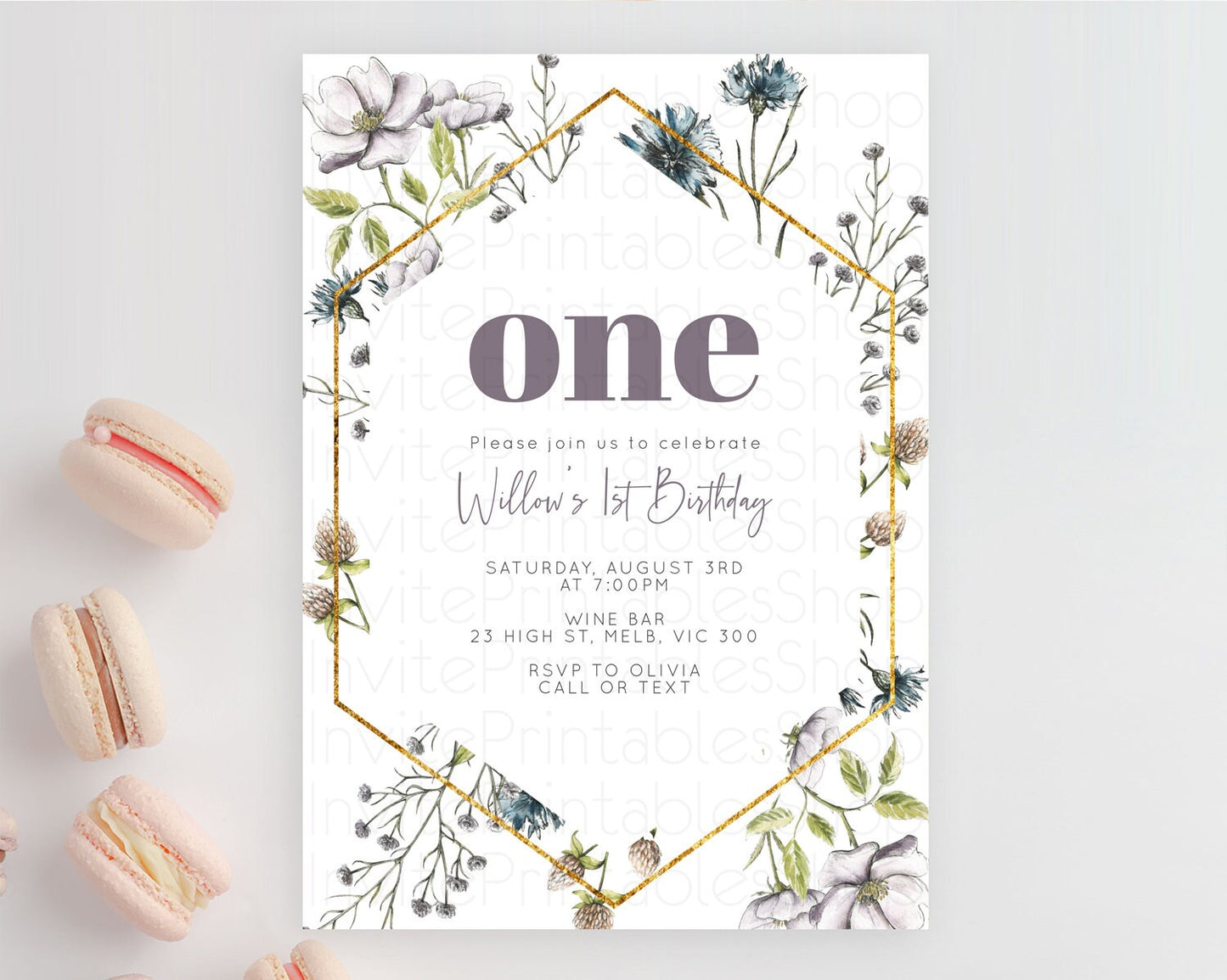 Secret Garden Invitation Wildflower Birthday Invitation Pastel Flowers Invite Enchanted Garden Boho Floral 3rd 2nd First Birthday D11002