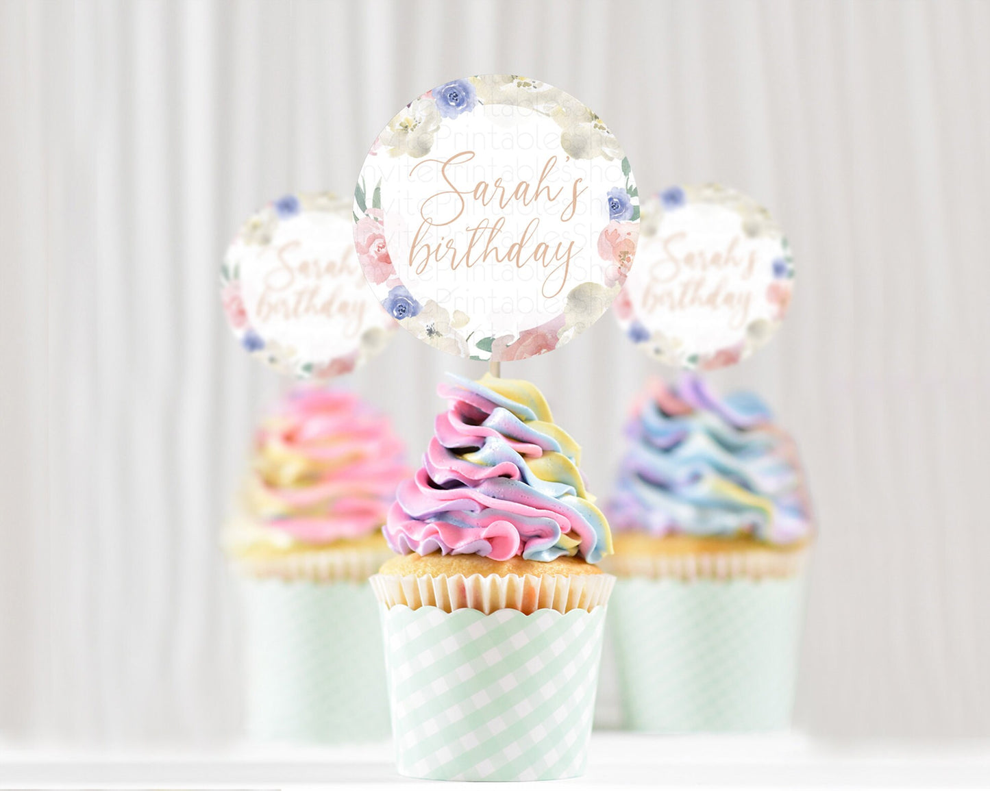 Secret Garden Cupcake Toppers Wildflower Cupcake Toppers Pastel Flowers Cupcake Toppers Enchanted Garden Boho Floral First Birthday D10829