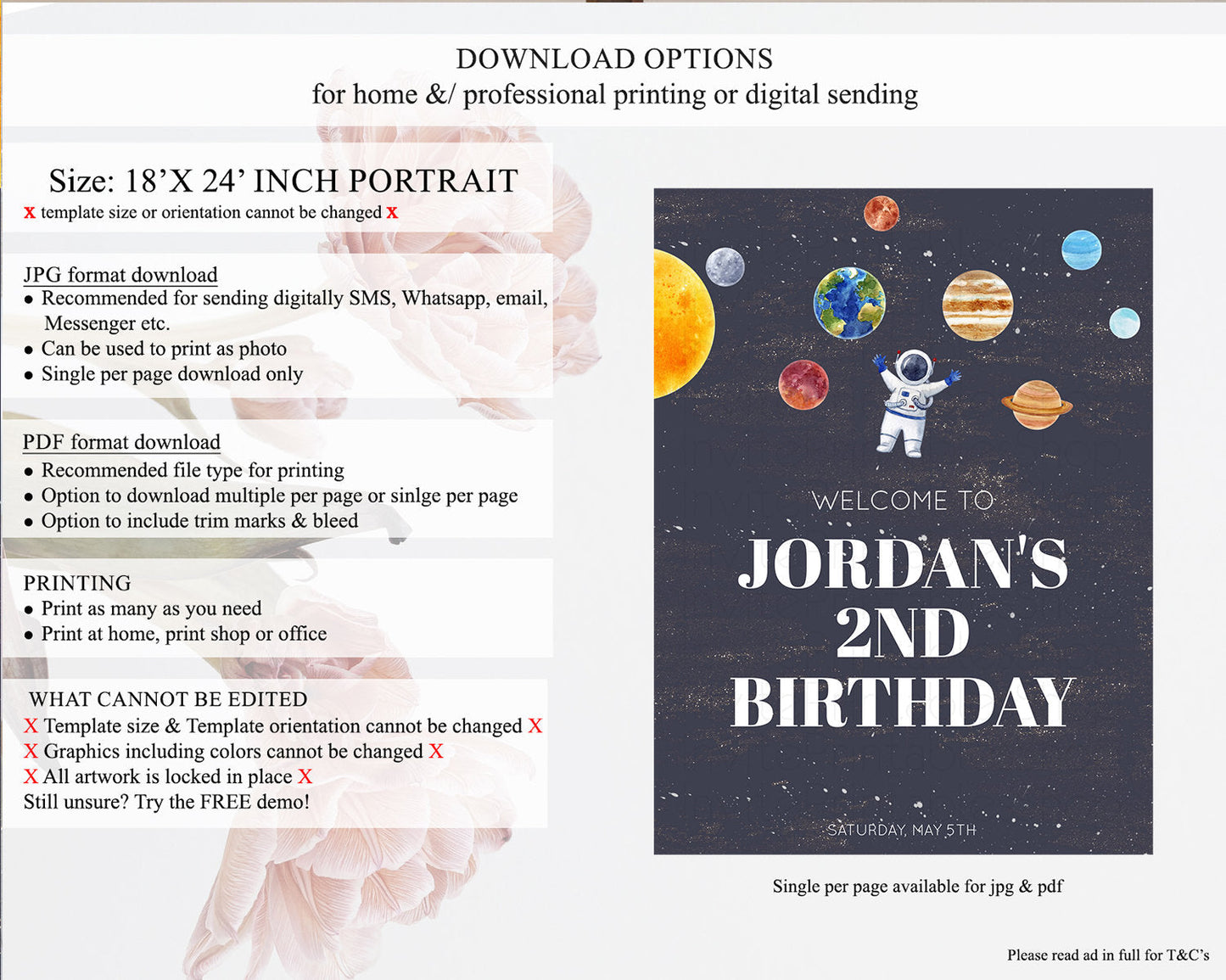 Space Birthday Welcome Sign Space Welcome Board First Trip Around the Sun Welcome Poster Planets Solar System ONE year Birthday Sign D10144