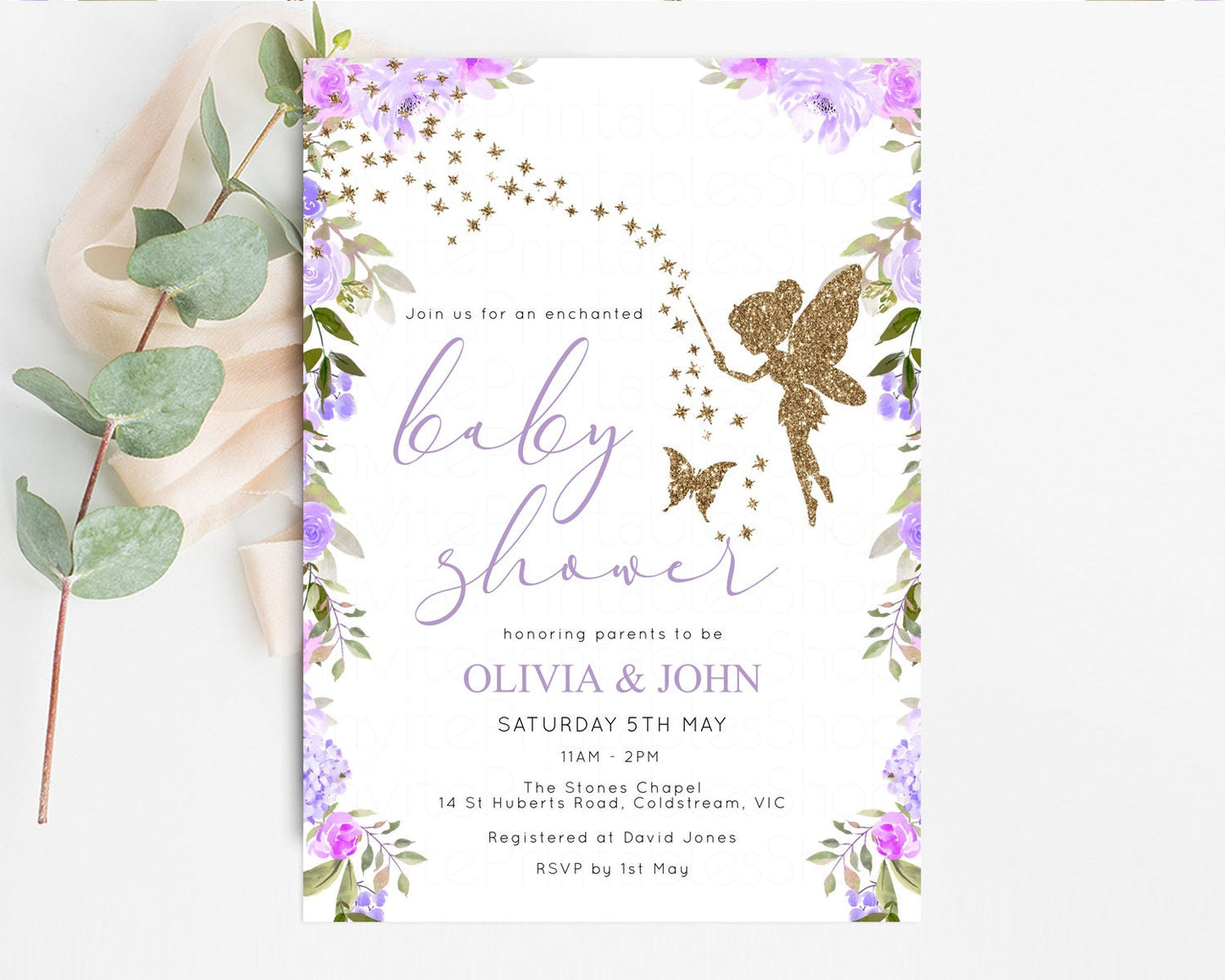 Fairy Baby Shower Invitation Enchanted Forest Baby Shower Secret Garden Shower Whimsical Floral Shower Boho Botanical High Tea Party D10910