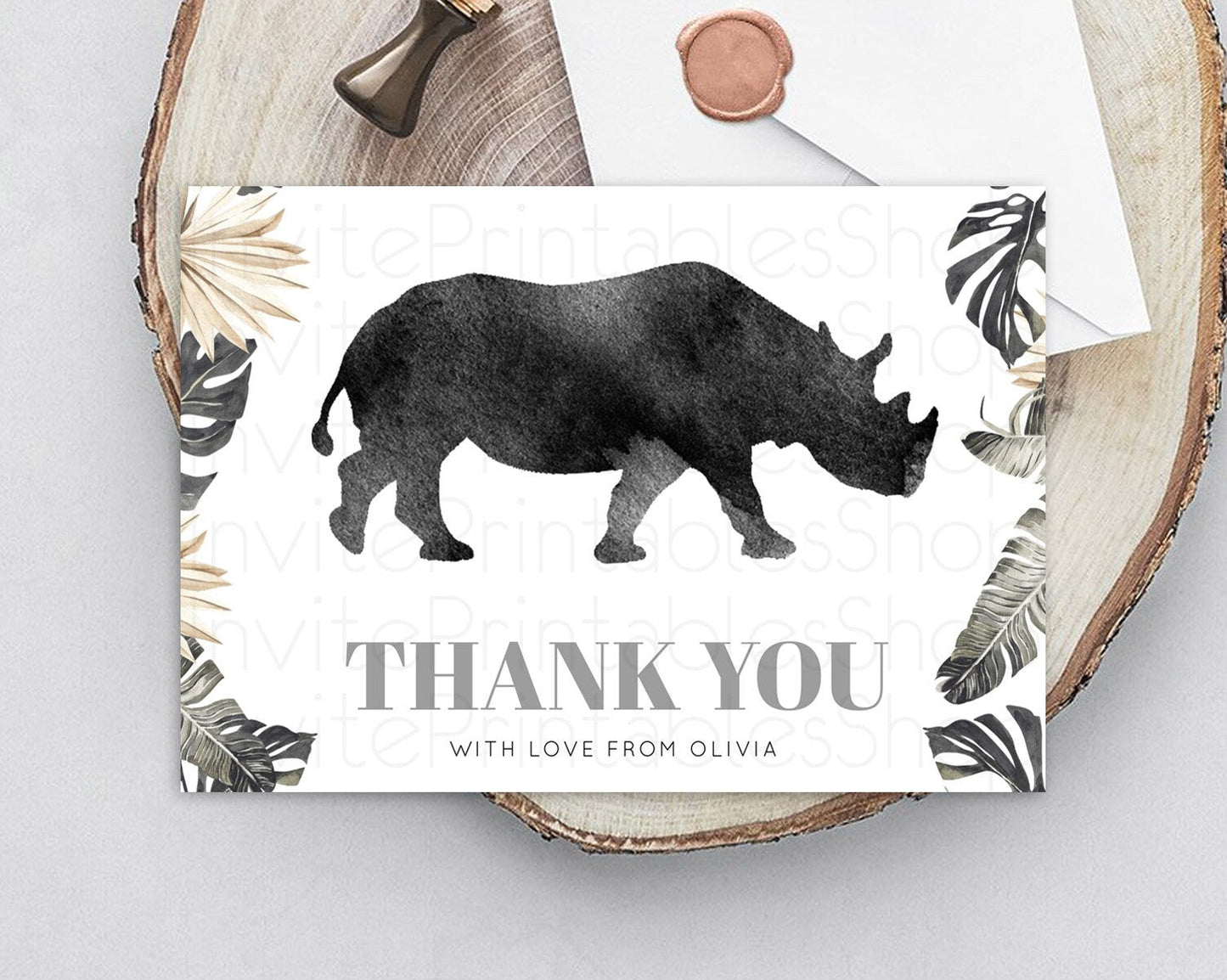Rhino Thank You Rhino Thank You Card Rhino Birthday Thank You Card Rhino Card Template First Birthday Rhino Teacher Thank You Cards D10805