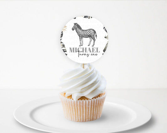 Zebra Cupcake Toppers Zebra Cupcake Zebra Take A Cupcake Toppers Zebra Safari Decor Zoo Party Zebra Palm Leaf Décor First Birthday D10824